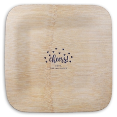 Confetti Hearts Cheers Square Bamboo Plates