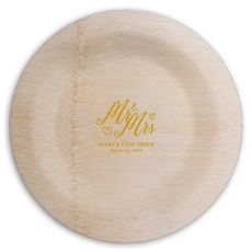 Mr. and Mrs. Hearts Round Bamboo Plates