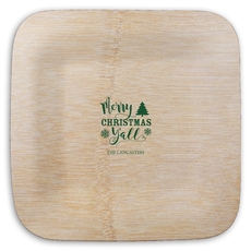 Merry Christmas Y'all Square Bamboo Plates