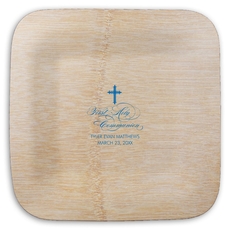 Fleur De Lis Cross Square Bamboo Plates