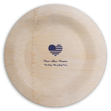 Patriotic Heart Round Bamboo Plates