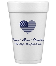 Patriotic Heart Styrofoam Cups