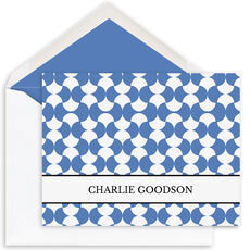 Blue Geometric Waves Folded Note Cards