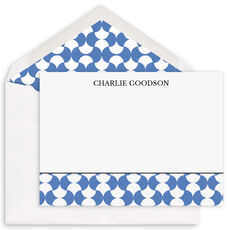 Blue Geometric Waves Flat Note Cards
