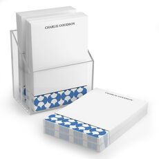Blue Geometric Waves Stack of Small Notepads