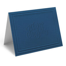 Navy Classic Monogram Frame Folded Note Cards - Embossed