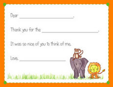 Zoo Party Fill In Thank You Notes