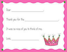 Pink Princess Crown Fill In Thank You Notes