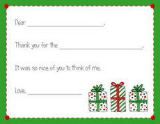 Christmas Presents Fill In Thank You Notes