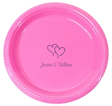 Personalized Modern Double Hearts Plastic Plates