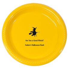 Personalized Flying Witch Plastic Plates