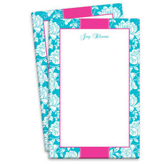 White Floral on Blue and Hot Pink Notepads