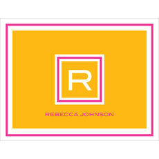 Framed Tangerine and Melon Initial Folded Note Cards