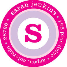 Lavender and Hot Pink Initial Round Address Labels