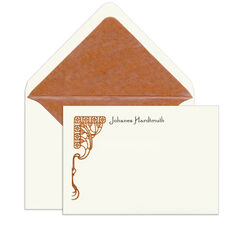Bronze Trellis Engraved Motif Flat Note Cards