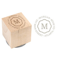 Center Initial Wood Block Rubber Stamp