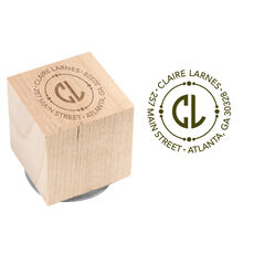Initial Duo Wood Block Rubber Stamp