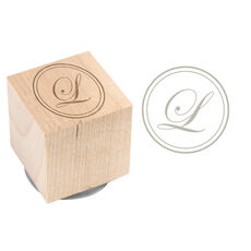 Pretty Initial Wood Block Rubber Stamp