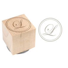 Pretty Initial Wood Block Rubber Stamp