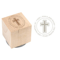 Cross Address Wood Block Rubber Stamp