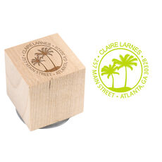 Palm Tree View Wood Block Rubber Stamp