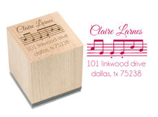 Music Staff Wood Block Rubber Stamp
