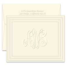Classic Frame Monogram Folded Note Cards - Embossed
