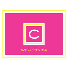 Framed Hot Pink and Yellow Initial Folded Note Cards