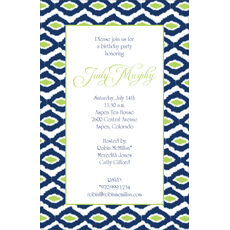 Navy and Lime Green Ikat Invitations