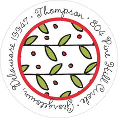 Holly & Berries Round Address Labels
