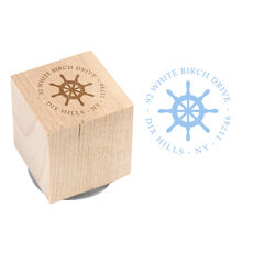 Captain's Wheel Wood Block Rubber Stamp