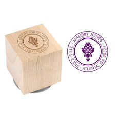 Filigree Address Wood Block Rubber Stamp