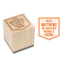 Pocket Square Wood Block Rubber Stamp