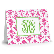 Pink Damask Folded Note Cards