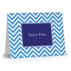Blue Chevron Folded Note Cards