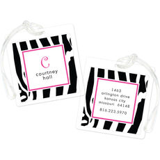 Zebra Hot Pink Border Luggage Tags