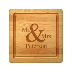Maple 12 inch Square Mr & Mrs Cutting Board