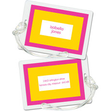 Hot Pink and Sunshine Bold Bands Luggage Tags