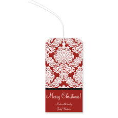Red Damask Large Hanging Gift Tags
