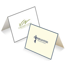 Custom Border Folded Note Cards with Your 1-Color Logo - Raised Ink