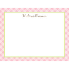 Pink Check Flat Note Cards