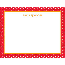 Red Polka Dot Border Flat Note Cards