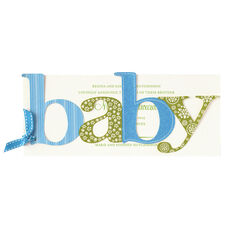 Turqouise and Green Baby Glittered Die-cut Announcements