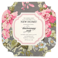 Camilla Grey Floral Square Die-cut Invitations