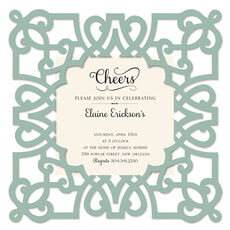 Blue Grey Filigree Die-cut Frame Invitations