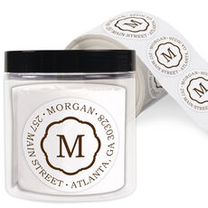 Center Initial Round Address Labels in a Jar