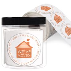 New Home Round Address Labels in a Jar