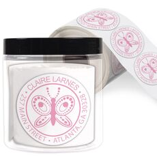 Butterfly Round Address Labels in a Jar