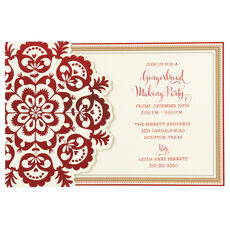 Red Snowflake Die-cut Side Pocket Invitations