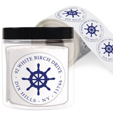 Captain's Wheel Round Address Labels in a Jar